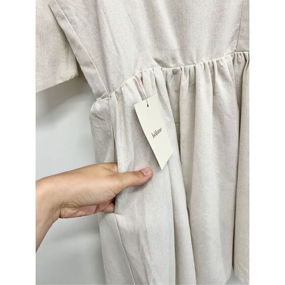 MIOU‎ MUSE Dress Size Small Bow Tie A-Line Mini Linen Blend NWT - Picture 7 of 12